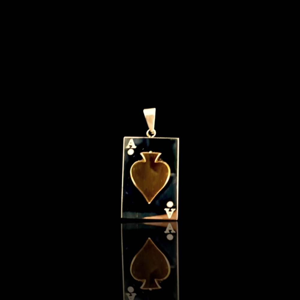Two tone Stainless steel with gold plating ace of spades pendant